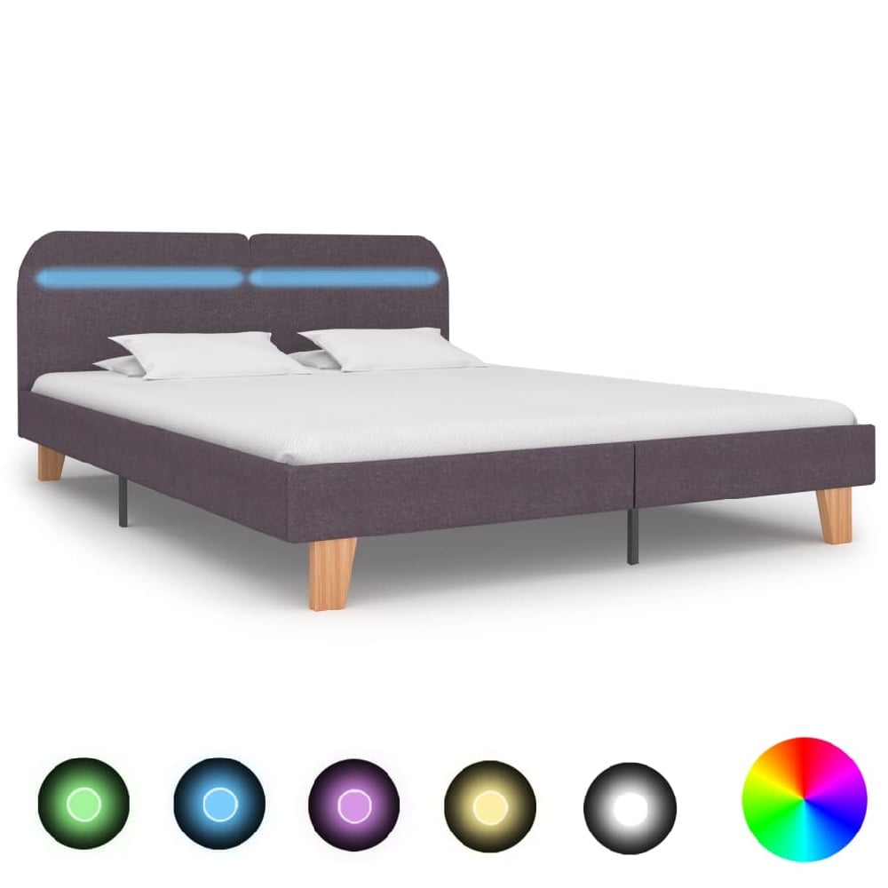 Alpharetta Fabric King Size Bed In Taupe With LED