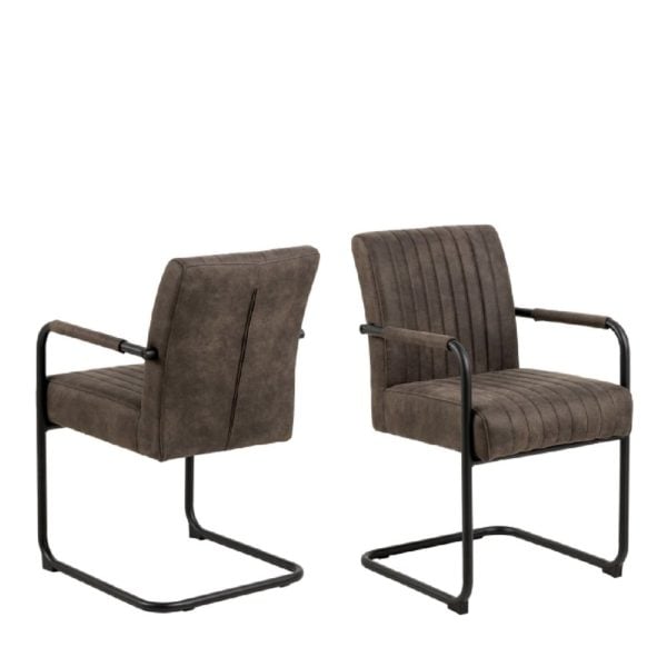 Alpine Anthracite Fabric Dining Chairs With Metal Frame In Pair | Bed Sava
