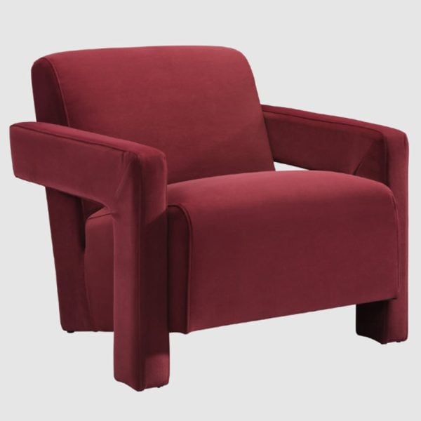 Alpine Velvet Armchair In Burgundy | Bed Sava