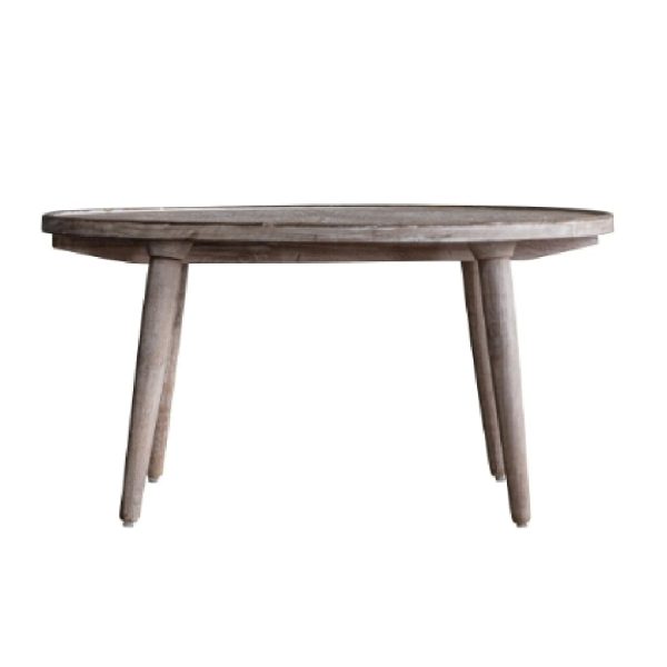 Alpine Wooden Round Coffee Table In Natural And White | Bed Sava