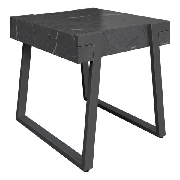 Alpine Wooden Side Table In Grey Marble Effect | Bed Sava