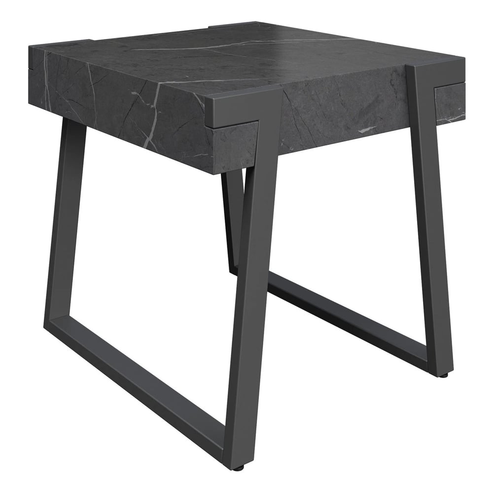 Alpine Wooden Side Table In Grey Marble Effect