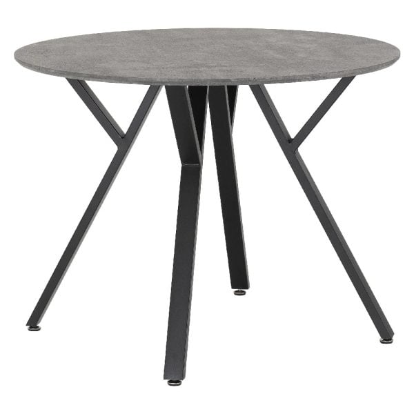 Alsip Wooden Dining Table Round In Concrete Effect | Bed Sava
