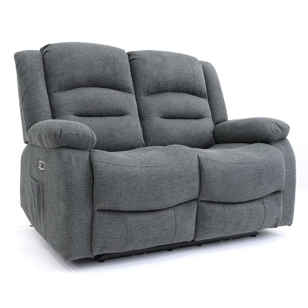 Alta Fabric Electric Recliner 2 Seater Sofa In Graphite | Bed Sava