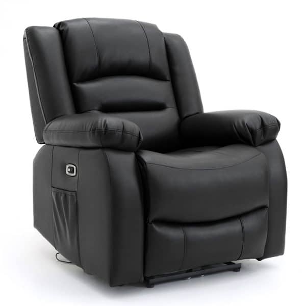 Alta Faux Leather Electric Recliner 1 Seater Sofa In Black | Bed Sava