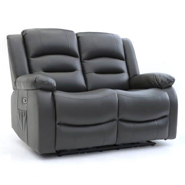Alta Faux Leather Electric Recliner 2 Seater Sofa In Grey | Bed Sava