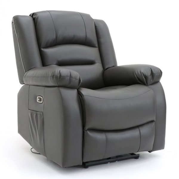 Alta Faux Leather Electric Recliner 1 Seater Sofa In Grey | Bed Sava