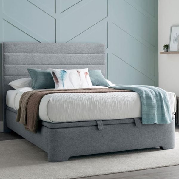 Alton Fabric Ottoman Storage Super King Size Bed In Grey | Bed Sava