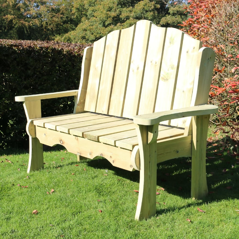 Altos Wooden Garden 2 Seater Bench In Natural