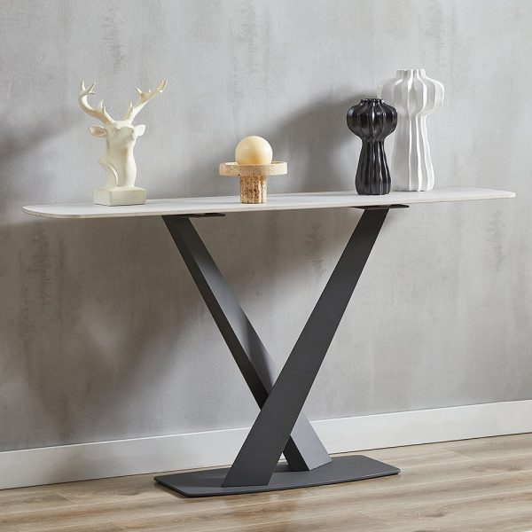 Amaari Sintered Stone Console Table With Anthracite Base | Bed Sava
