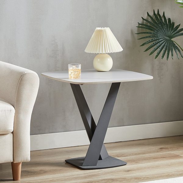 Amaari Sintered Stone Lamp Table With Anthracite Base | Bed Sava