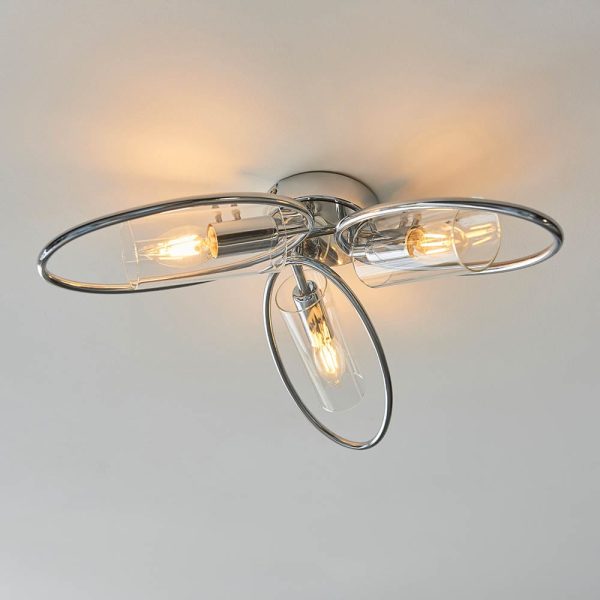 Amari Clear Glass Shade Semi Flush Light In Chrome | Bed Sava