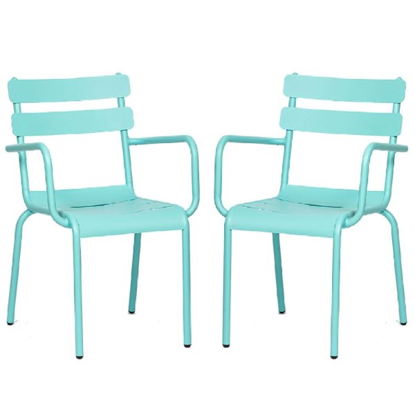 Amarillo Blue Aluminium Outdoor Arm Chairs In Pair | Bed Sava