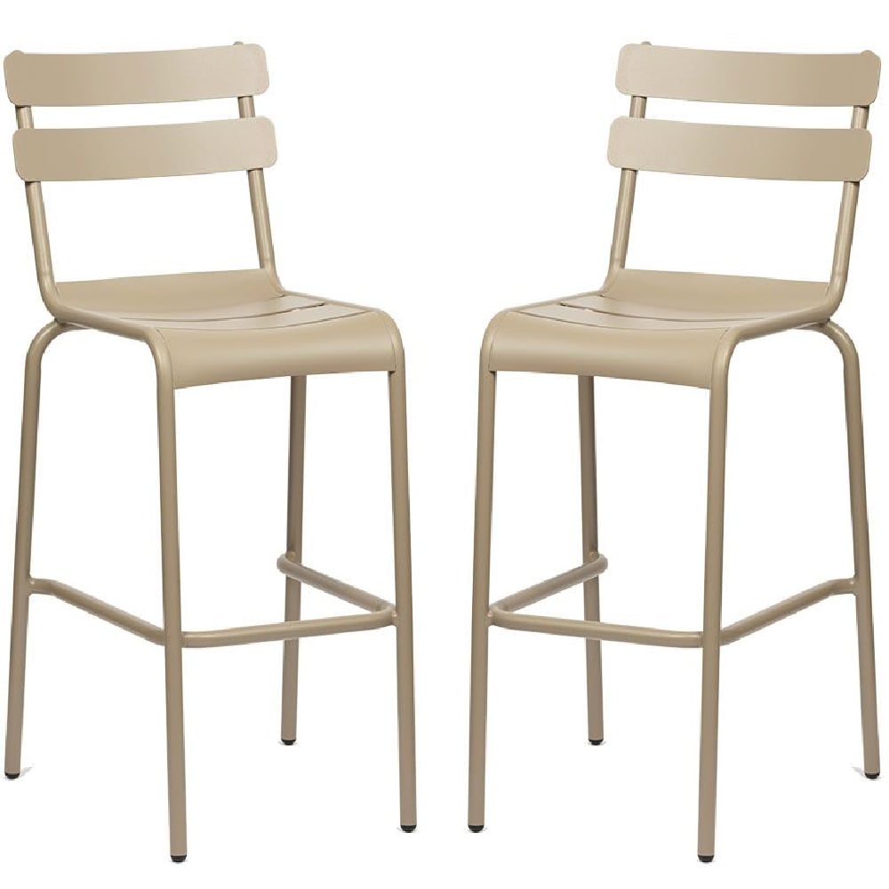 Amarillo Taupe Aluminium Outdoor Bar Chairs In Pair