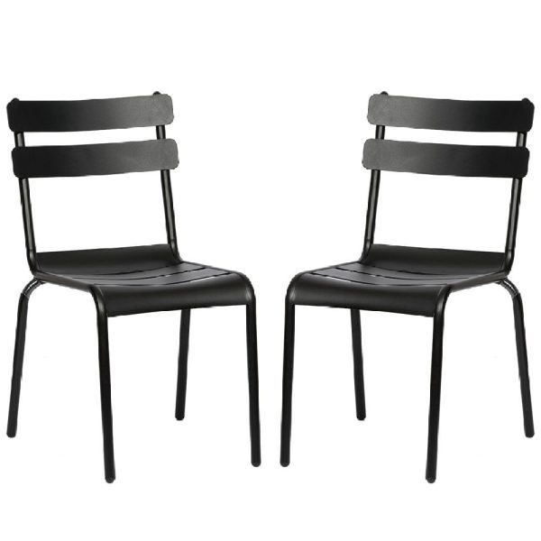Amarillo Black Aluminium Outdoor Side Chairs In Pair | Bed Sava