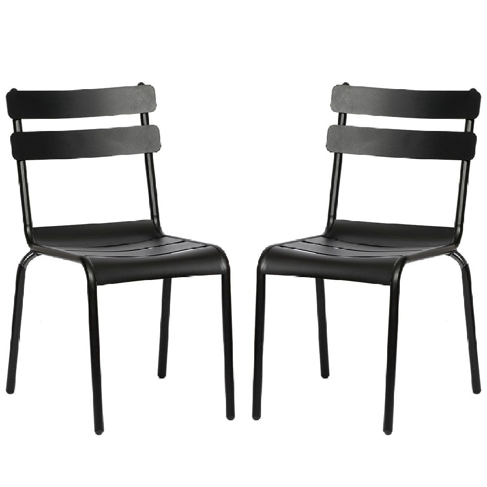 Amarillo Black Aluminium Outdoor Side Chairs In Pair