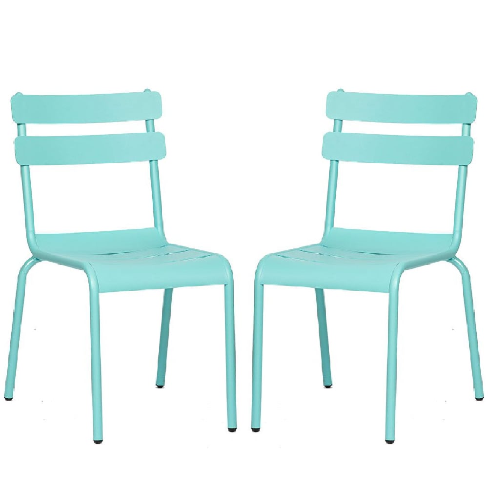 Amarillo Blue Aluminium Outdoor Side Chairs In Pair