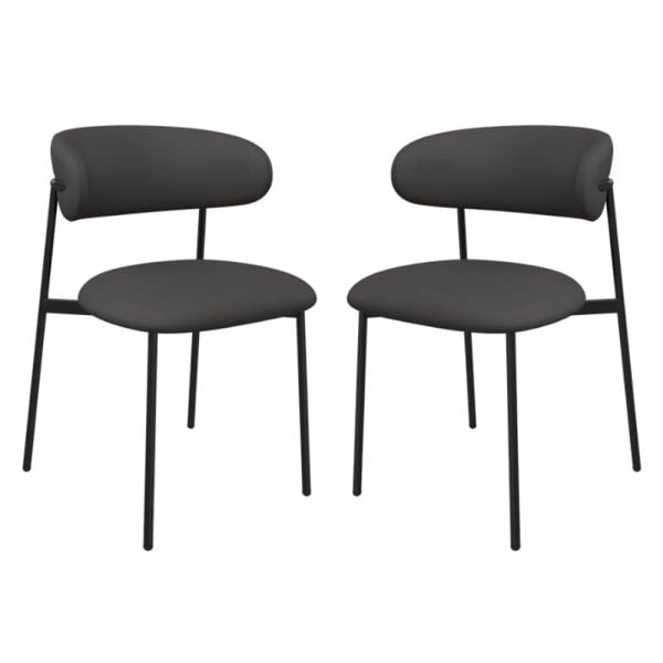 Amarillo Dark Grey Faux Leather Dining Chairs In Pair | Bed Sava