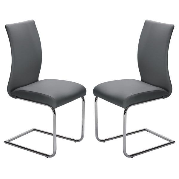 Amarillo Grey PU Leather Dining Chairs In Pair | Bed Sava
