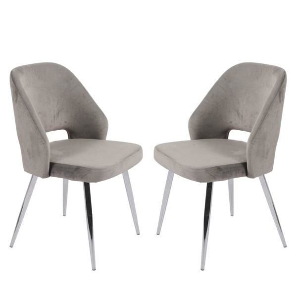 Amarillo Grey Velvet Dining Chairs In Pair | Bed Sava