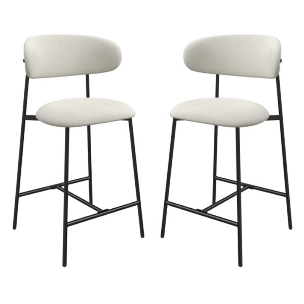 Amarillo Ivory Fabric Bar Chairs In Pair | Bed Sava