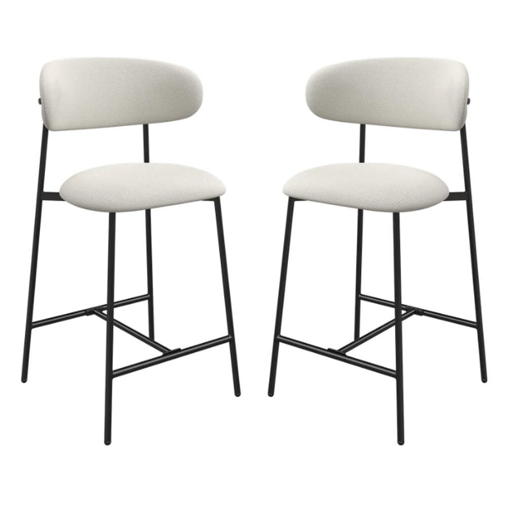 Amarillo Ivory Fabric Bar Chairs In Pair