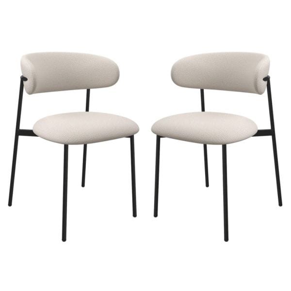 Amarillo Ivory Fabric Dining Chairs In Pair | Bed Sava
