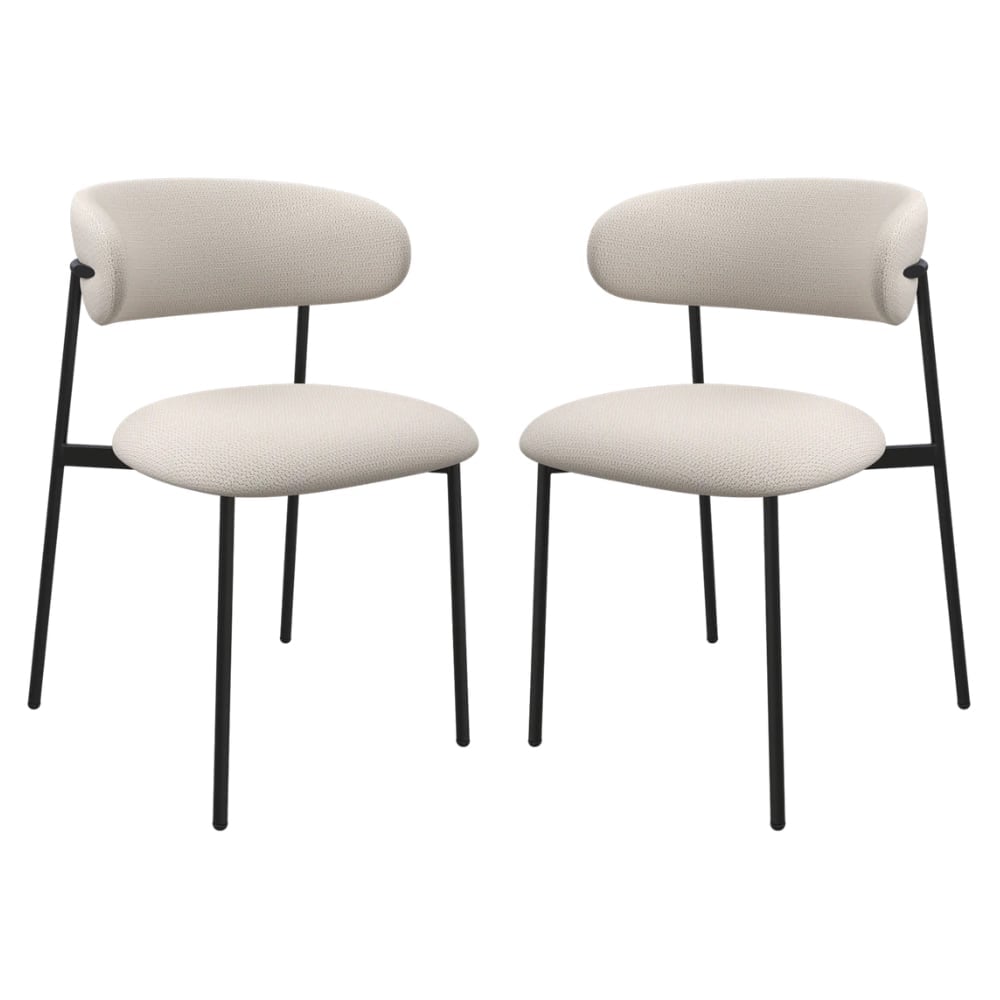 Amarillo Ivory Fabric Dining Chairs In Pair