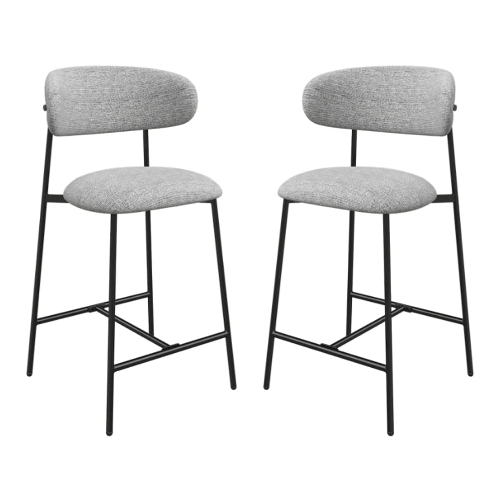 Amarillo Light Grey Fabric Bar Chairs In Pair