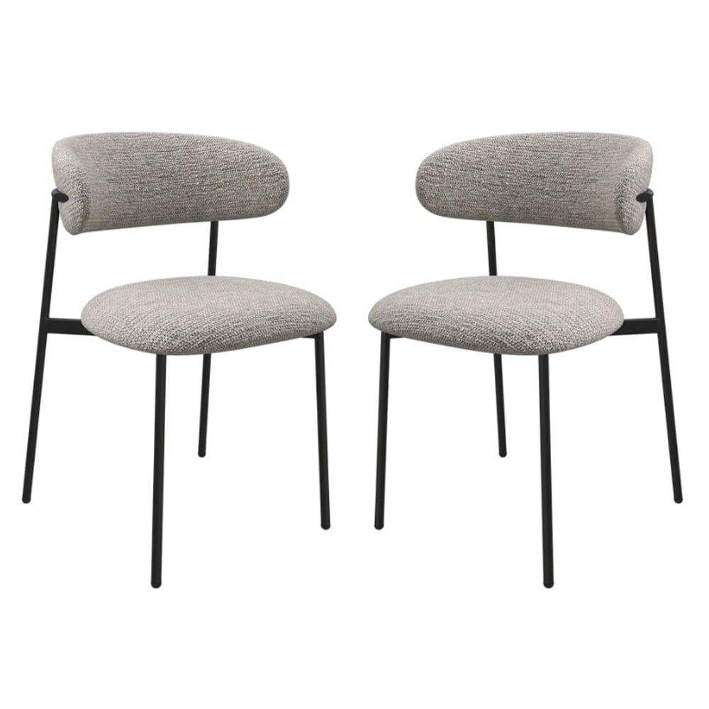 Amarillo Light Grey Fabric Dining Chairs In Pair