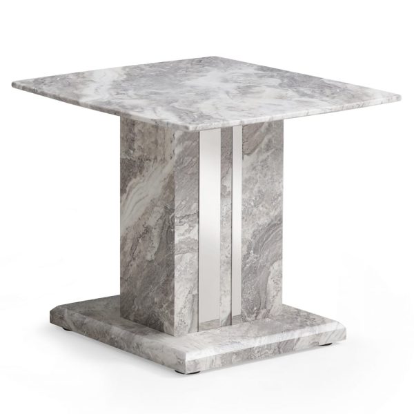 Amarillo Marble Square End Table In Grey | Bed Sava