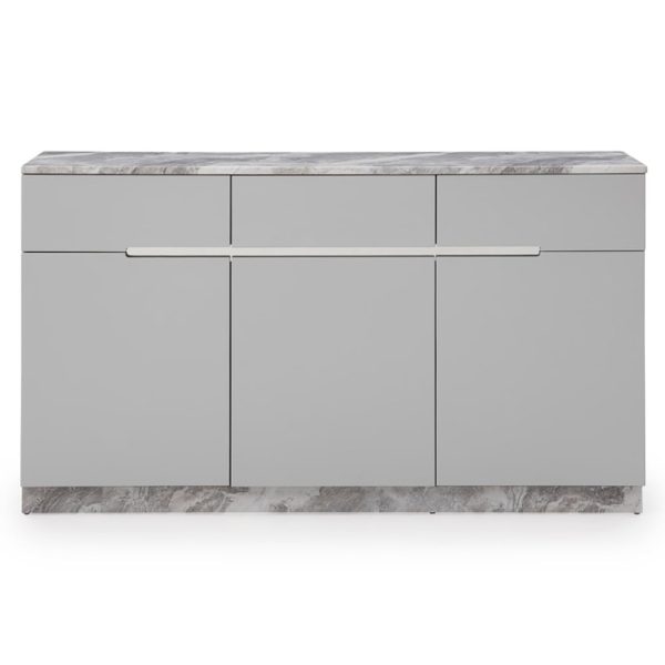 Amarillo Marble Top Sideboard In Grey Paper With Wooden Base | Bed Sava
