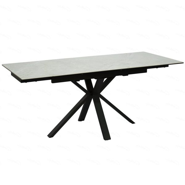 Amarillo Small Ceramic Glass Extending Dining Table In Grey | Bed Sava