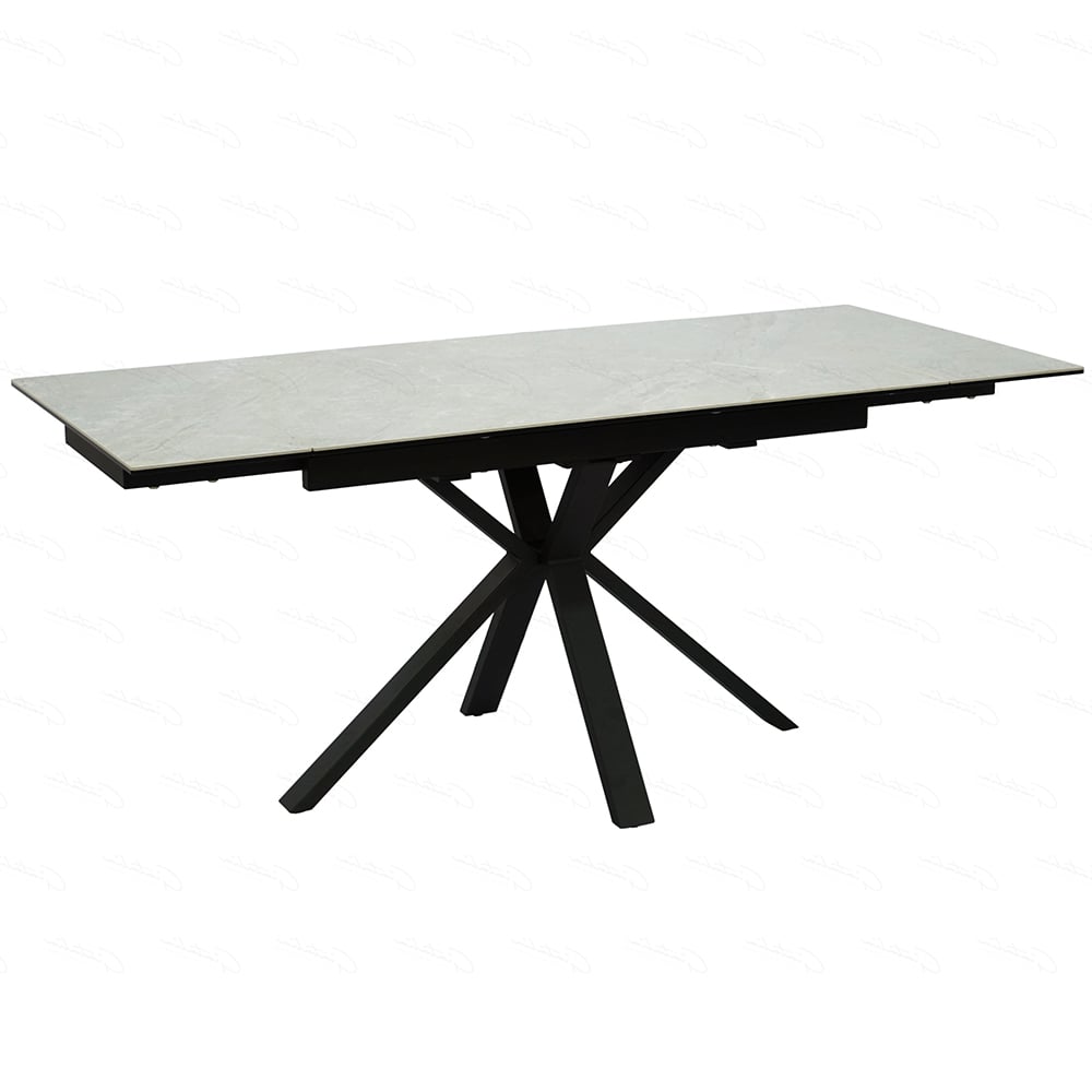 Amarillo Small Ceramic Glass Extending Dining Table In Grey