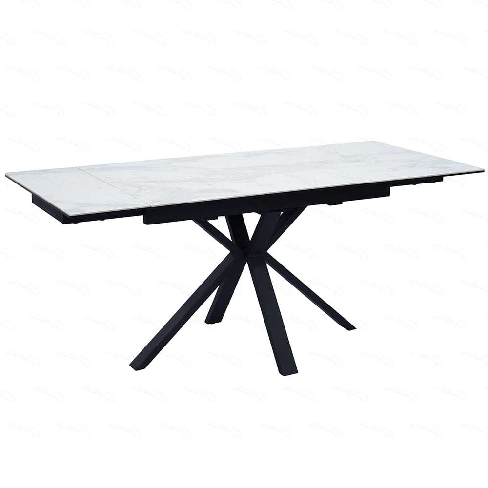 Amarillo Small Ceramic Glass Extending Dining Table In White