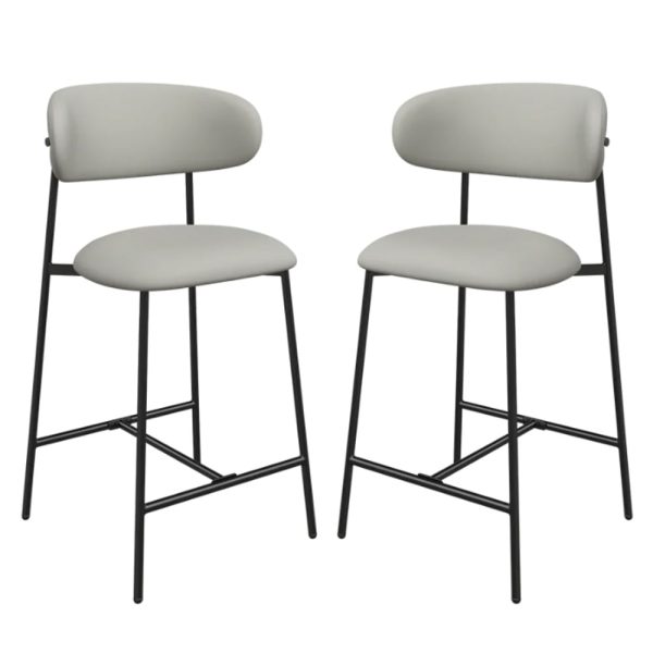 Amarillo Taupe Faux Leather Bar Chairs In Pair | Bed Sava