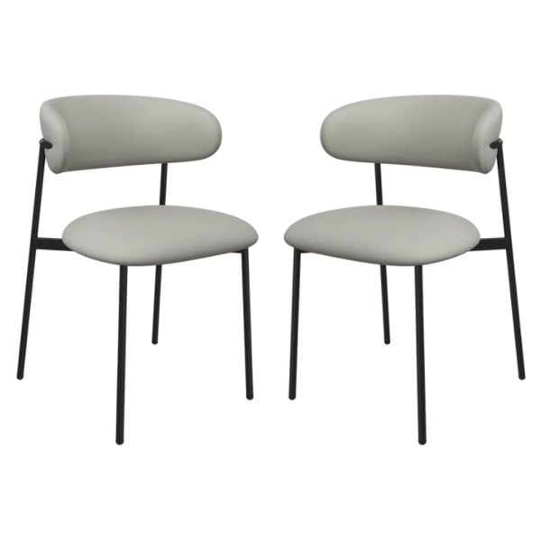 Amarillo Taupe Faux Leather Dining Chairs In Pair | Bed Sava