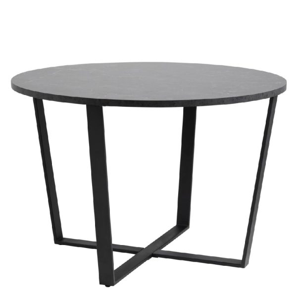 Amarillo Wooden Dining Table Round In Black Melamine Effect | Bed Sava