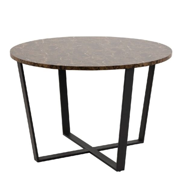 Amarillo Wooden Dining Table Round In Brown Melamine Effect | Bed Sava