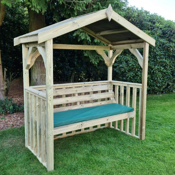 Amastone Large Wooden Garden Seating Shelter In Natural | Bed Sava