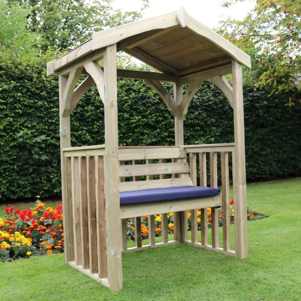 Amastone Small Wooden Garden Seating Shelter In Natural | Bed Sava