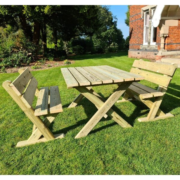 Amersham Wooden Garden 4 Seater Dining Set In Natural | Bed Sava