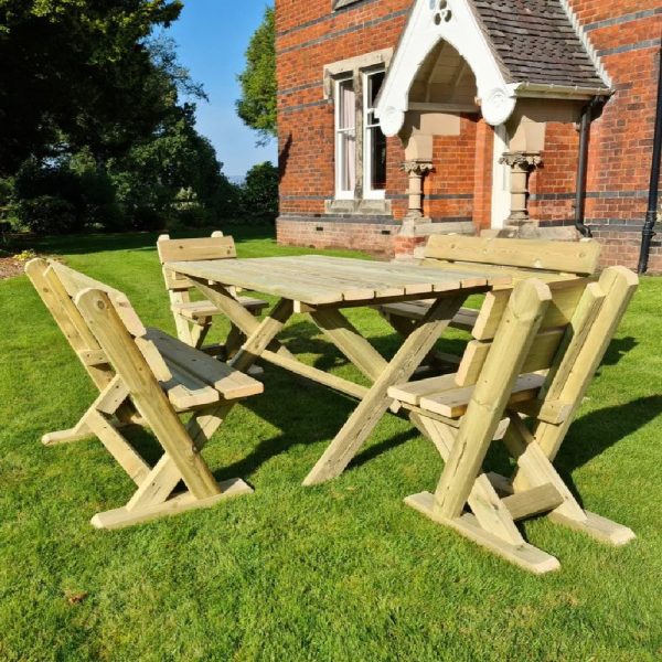 Amersham Wooden Garden 6 Seater Dining Set In Natural | Bed Sava
