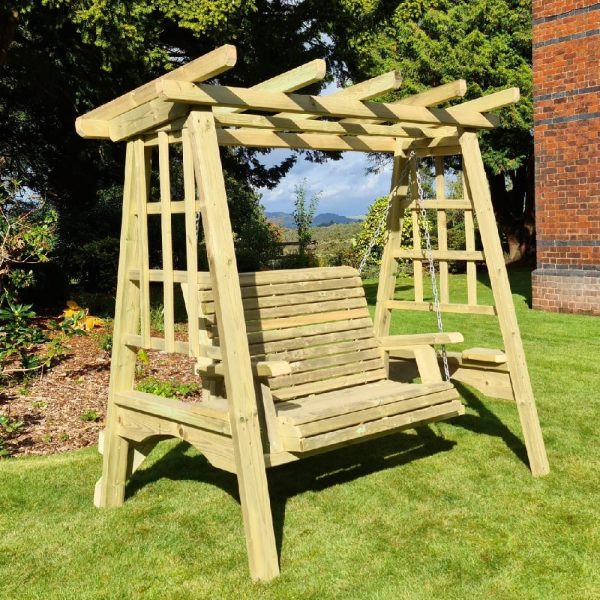 Amersham Wooden Garden Swing Seat In Natural | Bed Sava