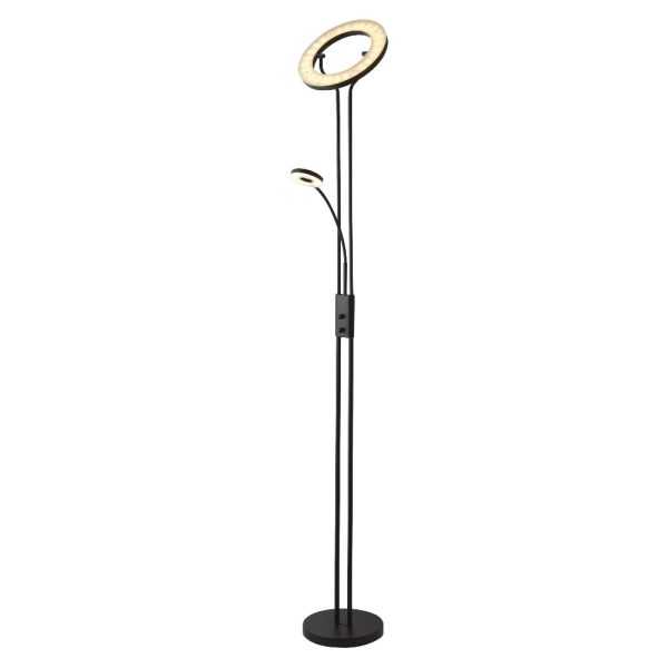 Ames LED Mother And Child Floor Lamp In Matt Black | Bed Sava