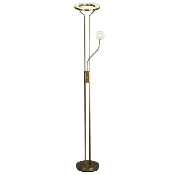 Ames LED Mother And Child Floor Lamp In Satin Brass | Bed Sava