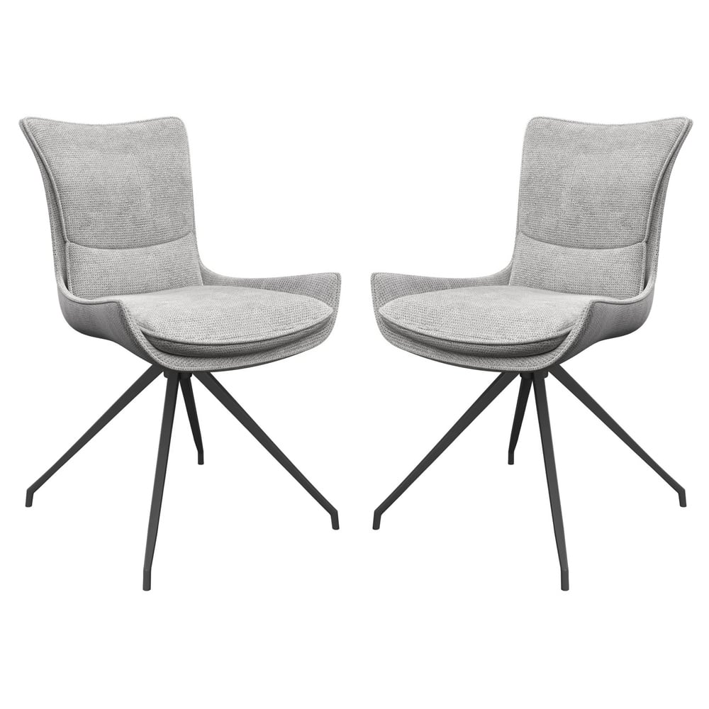 Amherst Light Grey Fabric Dining Chairs In Pair
