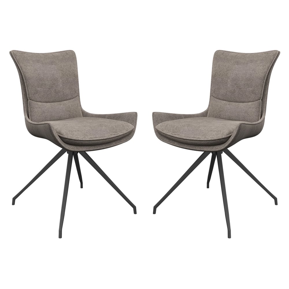 Amherst Mink Fabric Dining Chairs In Pair