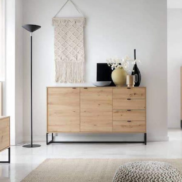 Amherst Wooden Sideboard With 1 Door 4 Drawers In Artisan Oak | Bed Sava