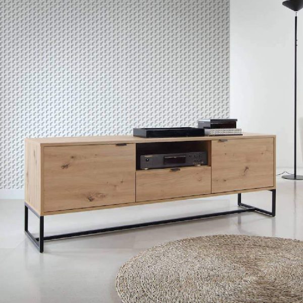 Amherst Wooden TV Stand With 2 Doors 1 Drawer In Artisan Oak | Bed Sava